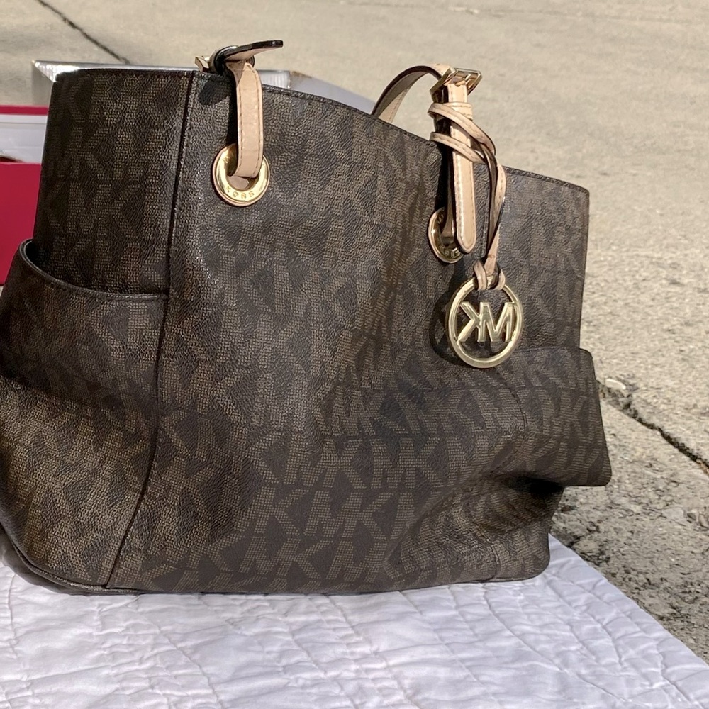 Michael Kors Dark brown over the shoulder bag with tan straps